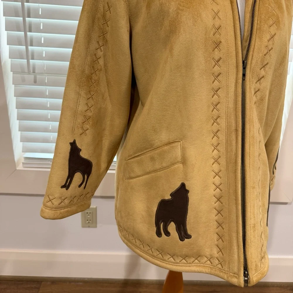 Coldwater Creek Wolf Faux Suede Coat Size PS - Picture 4 of 8